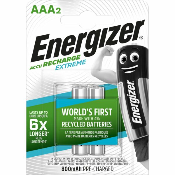 Energizer Akku Extreme AAA Micro 800 mAh 2 Stück Wiederaufladbar