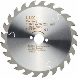 LUX HM-Kreissägeblatt 160 mm x 20 mm 24 Z