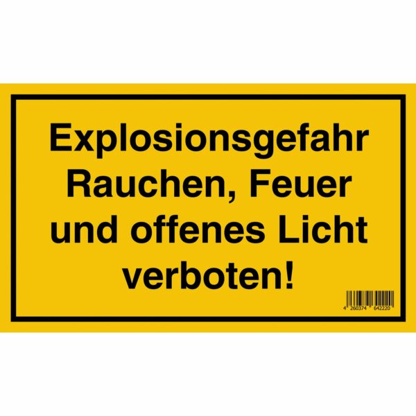 Schild Explosionsgefahr Rauchen