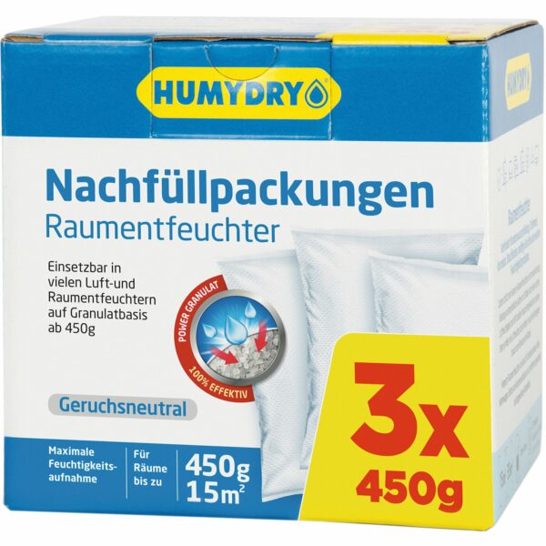 Humydry Universal Raumentfeuchter Nachfüllpackungen Neutral 3 x 450 g