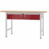 Pador Arbeitstisch 150 cm mit 2 Schubladen Lichtgrau-Rubinrot