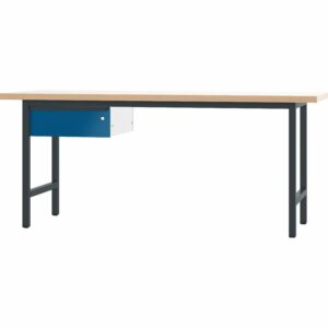 Pador Arbeitstisch 200 cm mit 1 Schublade Anthrazitgrau-Enzianblau