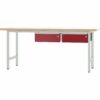 Pador Arbeitstisch 200 cm mit 2 Schubladen Lichtgrau-Rubinrot