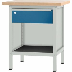 Pador Werkbank 75 cm mit 1 Schublade Lichtgrau-Enzianblau