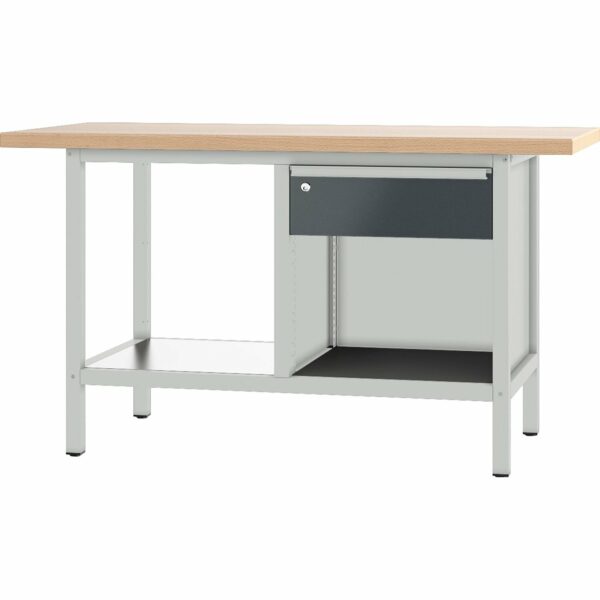 Pador Werkbank Baureihe 2 -  1 Schublade 150 cm Lichtgrau-Anthrazitgrau