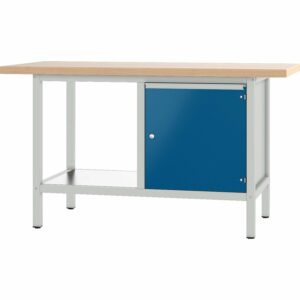 Pador Werkbank Baureihe 2 -  1 Tür 150 cm Lichtgrau-Enzianblau