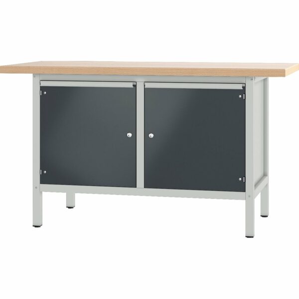 Pador Werkbank Baureihe 2 -  2 Türen 150 cm Lichtgrau-Anthrazitgrau