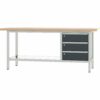 Pador Werkbank Baureihe 3 -  3 Schubladen 200 cm Lichtgrau-Anthrazitgrau