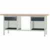 Pador Werkbank Baureihe 3 -  2 Schubladen 200 cm Lichtgrau-Anthrazitgrau