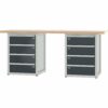 Pador Werkbank Baureihe 4 -  8 Schubladen 200 cm Lichtgrau-Anthrazitgrau