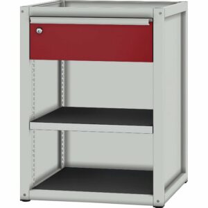 Pador Sockelschrank 1 Schublade Lichtgrau-Rubinrot