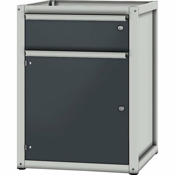 Pador Sockelschrank 1 Schublade 1 Tür Lichtgrau-Anthrazitgrau