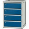 Pador Sockelschrank 4 Schubladen Lichtgrau-Enzianblau