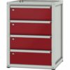 Pador Sockelschrank 4 Schubladen Lichtgrau-Rubinrot