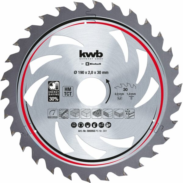 Einhell by kwb Sägeblatt für Handkreissägen HM 190 mm x 30 mm Z30