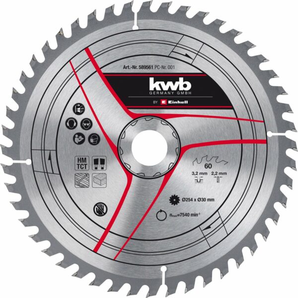 Einhell by kwb Kreissägeblatt für stationäre Sägen HM Ø 250 mm x 30 mm x 3