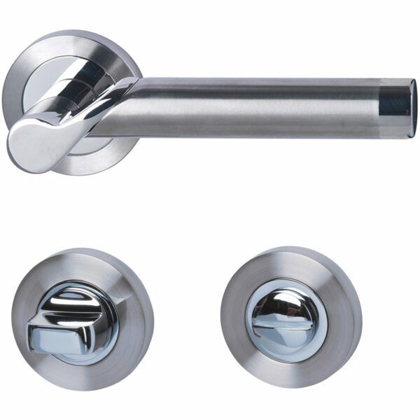 Alpertec Bad- und WC-Rosetten-Garnitur Solid 1 Edelstahl poliert-satiniert