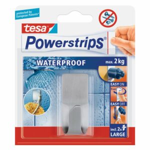 Tesa Waterproof Haken Edelstahl mit 2 x Powerstrips Large