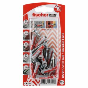 Fischer Dübel DuoPower Ø 6 mm x 30 mm S K 12 Stück mit Schraube