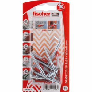 Fischer Dübel DuoPower Ø 6 mm x 30 mm WH K 6 Stück mit Winkelhaken