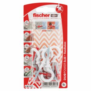 Fischer Dübel DuoPower Ø 6 mm x 30 mm RH N K 6 Stück mit Rundhaken