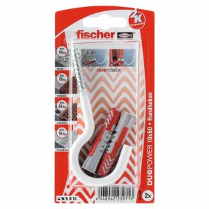 Fischer Dübel DuoPower Ø 10 mm x 50 mm RH G N K 2 Stück mit großem Rundhaken