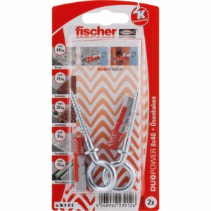 Fischer Dübel DuoPower Ø 8 mm x 40 mm OH K 2 Stück mit Ösenhaken