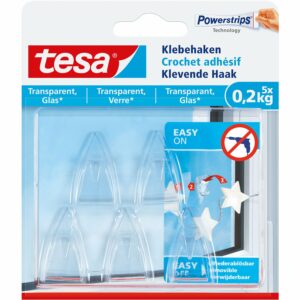 Tesa Klebehaken für transparente Oberflächen und Glas (max. 200 g)