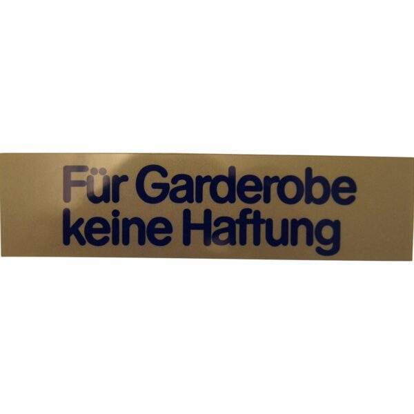 Hinweisschild Für Garderobe keine Haftung