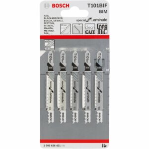 Bosch 5 Stichsägeblätter für Laminat-Stichsäge T101 BIF