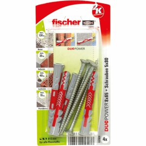 Fischer Duopower 8 x 65 S K Dübel mit Schraube je 4 Stück