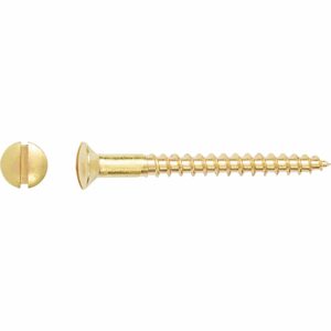 LUX Linsensenkkopf Holzschraube Schlitz-Antrieb Ø 4 mm x 60 mm Messing 15 Stück