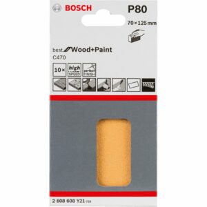 Bosch Schleifpapier C470 Körnung 80 Holz und Farbe 70 mm x 125 mm
