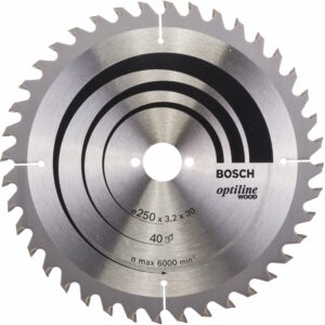 Bosch Kreissägeblatt Optiline Wood für Tischkreissägen Ø 250 mm