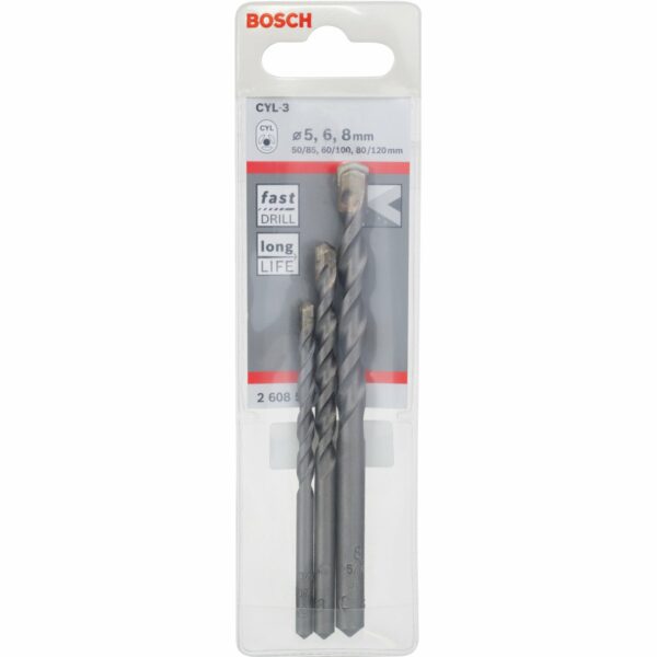 Bosch Betonbohrer-Set CYL-3 Silver Percussion 3-teilig Ø 5 mm - 8 mm