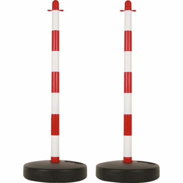 Perel Kunststoffpfosten für Absperr- und Signalkette Rot-Weiß 2-teilig