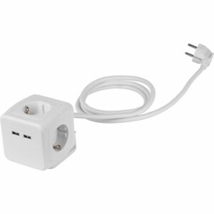 Steckdosenwürfel 4-fach mit 2 USB-Anschlüssen