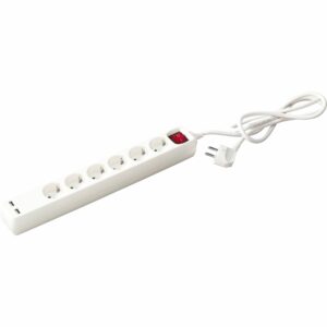 Steckdosenleiste Tido Kontrollschalter 2 x USB Weiß 6-fach