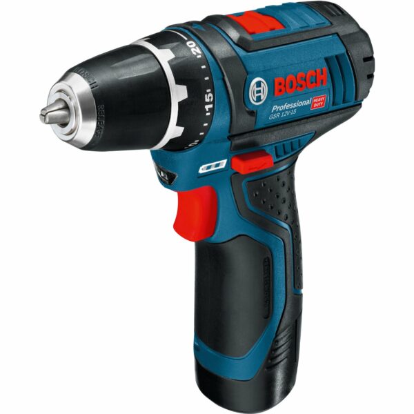 Bosch Professional Akku-Bohrschrauber GSR 12V-15 mit 2 Akkus & Zubehör im Koffer