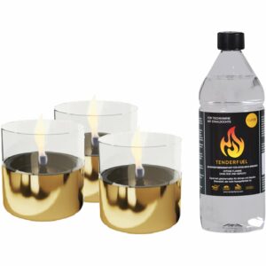 Tenderflame Tischfeuer Set Lilly in Goldfarben