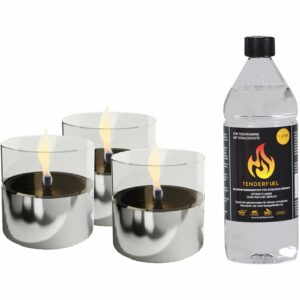 Tenderflame Tischfeuer Set Lilly in Silberfarben