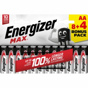 Energizer Batterie Alkali-Mangan Max Mignon AA 8 + 4 gratis
