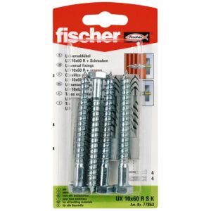 Fischer Universaldübel UX 10 x 60 RSK (mit Rand) mit Schraube (4 ST)