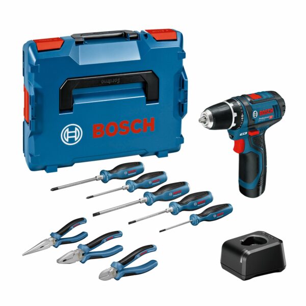 Bosch Professional Akku-Bohrschrauber GSR 12 V-15 Handwerkzeug-Set