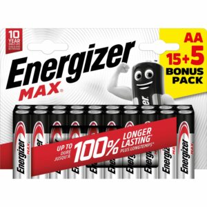 Energizer Batterie Alkali-Mangan Max Mignon AA 15 + 5 gartis