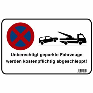 Signum Safety Signs Hinweisschild Fahrzeuge werden abgeschleppt 25x40 cm Weiß