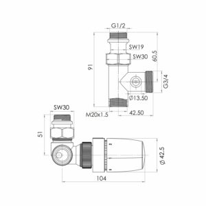 Schulte ExpressPlus Thermostat-Set Mischbetrieb Verchromt Version links