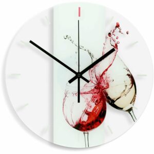 Wall-Art Wanduhr Weingläser Glas Ø 30 cm Transparent