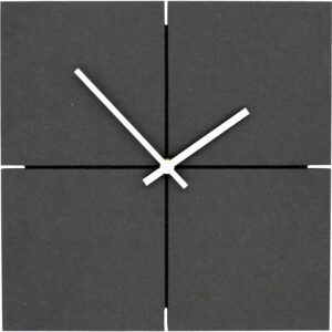 Wall-Art Wanduhr Minimalistisch MDF Quadratisch Lautlos 30 cm x 30 cm Schwarz