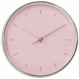 Wall-Art Wanduhr Minimalistisch Ø 25 cm Rosa und Roségold-Optik